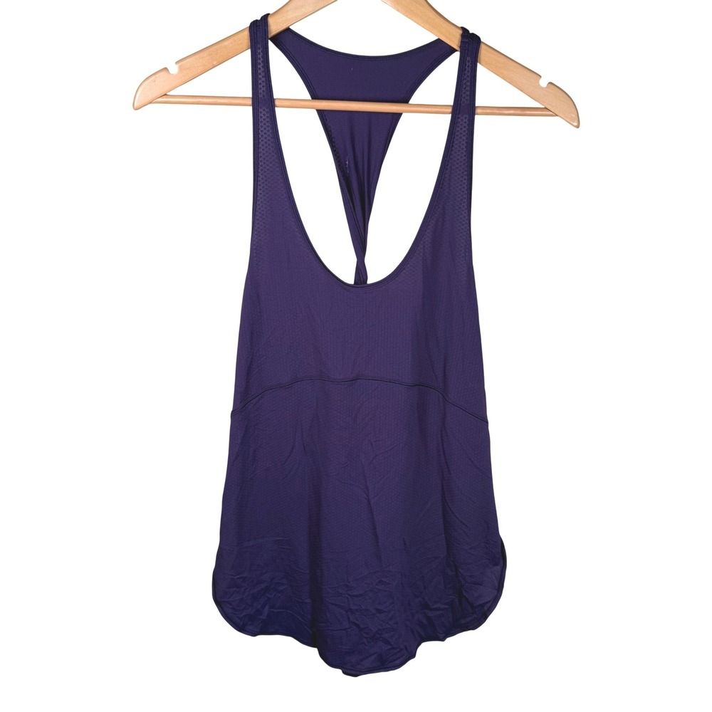 Lululemon Racerback Tank Womens 10 Purple‎ Twisted Back Mesh Activewear Yoga Run